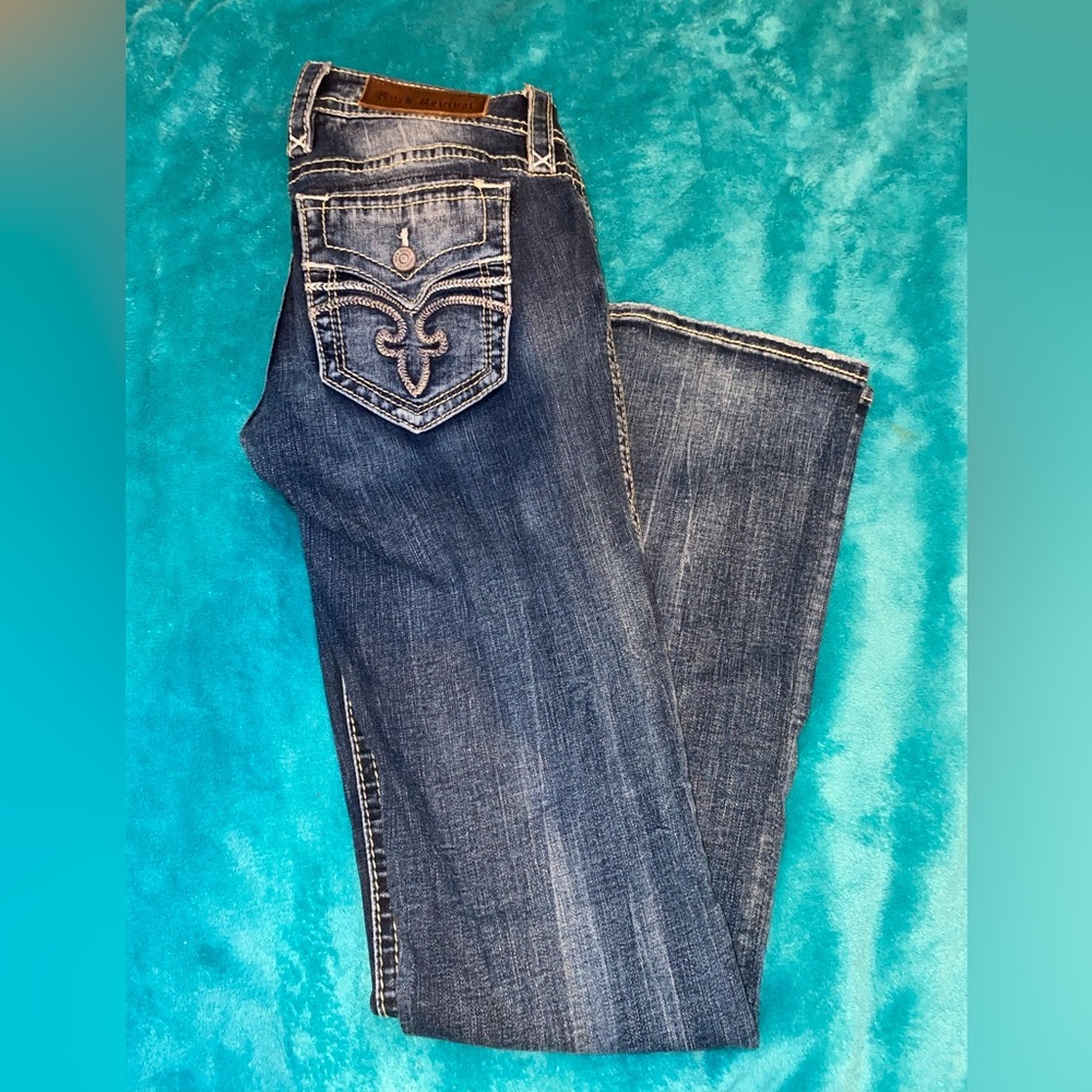 Rock Revival, denim boot cut jeans, size 28, like new.